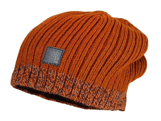 Dětská pletená čepice beanie skořice oranžová zimní čepice pro děti skřítkovská čepice Maximo