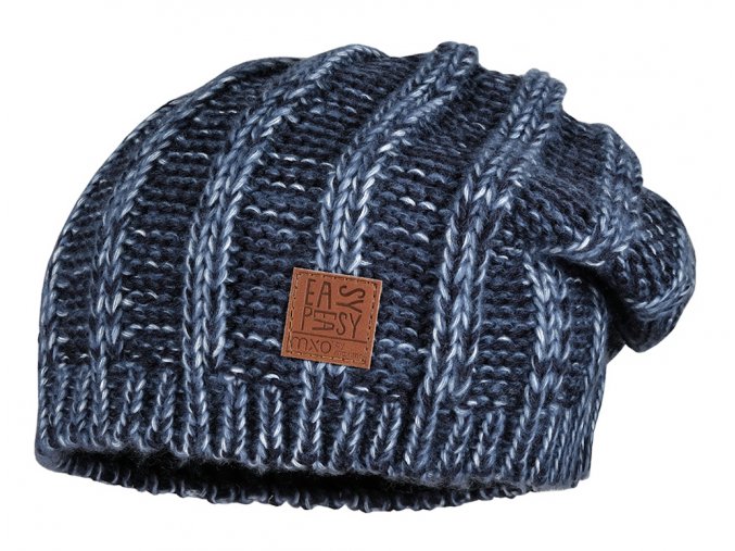 Dětská pletená čepice beanie modrá jeans skřítkovská čepice pro děti jednoduchý styl Maximo