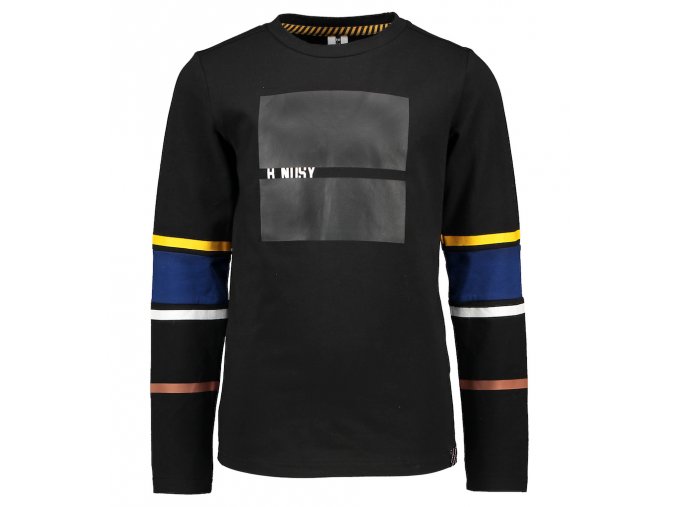 Chalpecké tričko s dlouhým rukávem s barevnými pruhy černé tričko pro kluka BNOSY cool holandsko Y109 6443 099 a