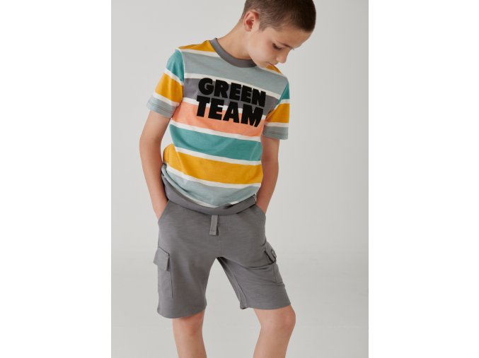 Chlapecké tričko s barevnými pruhy pruhované tričko pro kluka barevné Boboli Organic bio bavlna 534024 8119 model tričko s kraťasy pro kluka