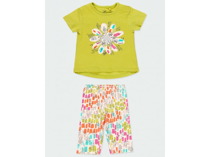 Dívčí tričko a krátké legíny pistáciově zelené barevné kraťásky Organic bio bavlna Boboli set léto pro holčičku 244112-4586 a