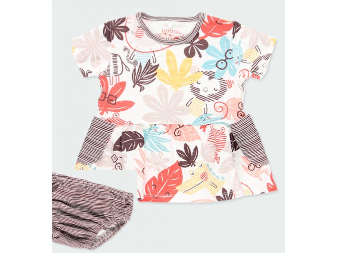 Kojenecké šatičky s kalhotkami Džungle Organic Boboli holčička barevné letní šaty se zvířátky 1240419743