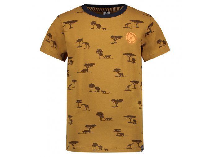 Chlapecké tričko hnědé se safari zvířátky okrové tričko krátký rukáv bavlna kluk B-Nosy Y112 6404 528 a