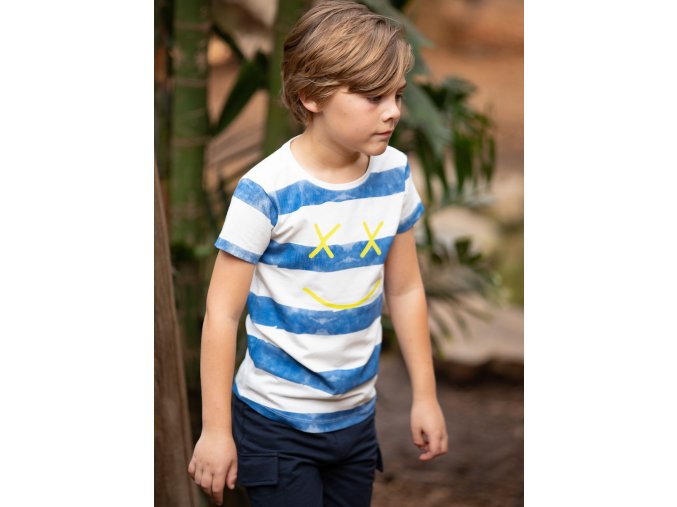 Chlapecké tričko modrobílé Smajlík letní tričko pro kluka holand Bnosy Y203 6442 020 model