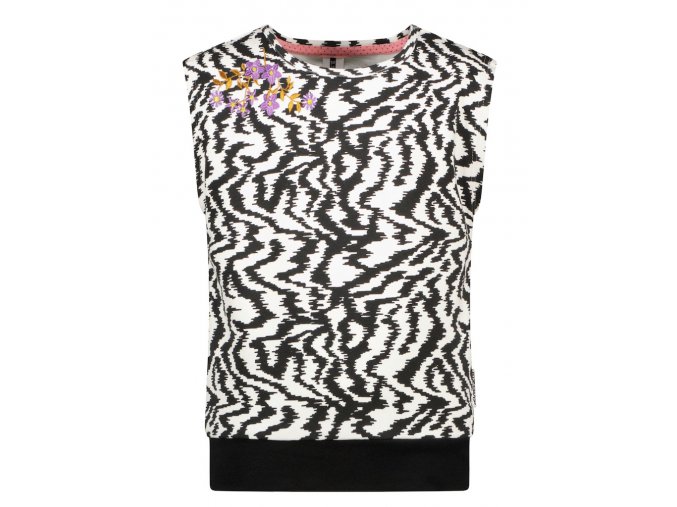 Dívčí top černobílá bavlna s výšivkou zebra tričko pro holku krátký rukáv stříškový design holand B-Nosy Y202 5483 045 a