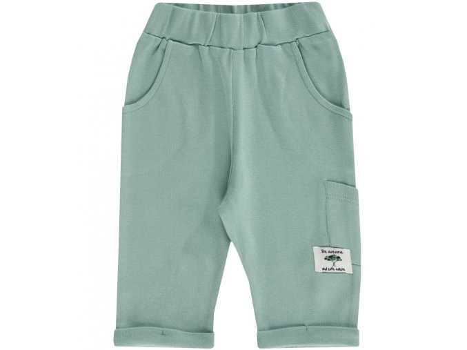 Kojenecké kalhoty tepláčky zelené se zvířátky eco tepláky kluk unisex 100% bavlna Jacky 3712030 a