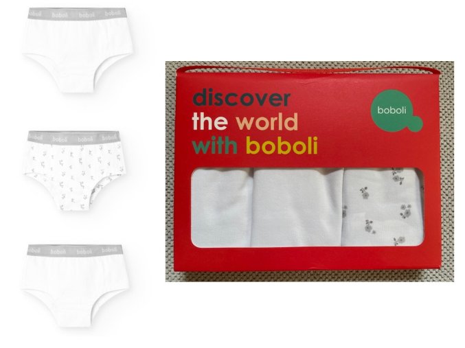 Dívčí kalhotky bílé s gumou v pase bílé kalhotky pro holku bavlna světlé Boboli 920067 1100 pack