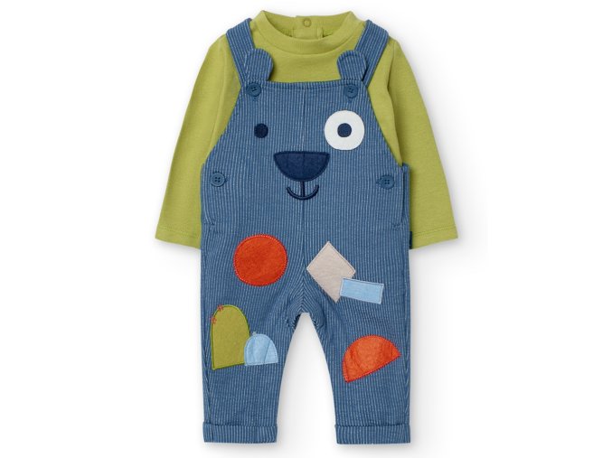 Kojenecký set s lacly Medvídek modrý proužek barevná nášivka pistáciově zelené body tričko komplet batole Boboli 1391714688 a