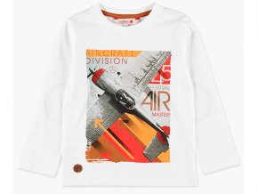 Chlapecké bavlněné tričko s dlouhým rukávem, moderní záplatou a potiskem letectví