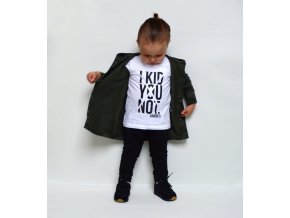 Dětské bílé bavlněné tričko s artovým potiskem "Kid you not" (to si nedělám srandu).