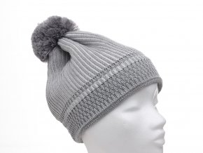 Dětská pletená čepice světle šedá stříbrná zimní pletená čepice Maximo 192B4