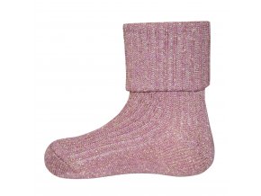 Ponožky se zlatou nití Rose (Barva hnědá růžová třpytivé ponožky s ohrnutým lemem bavlněné podkolenky Ewers, Velikost EU 35-38)