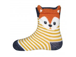 Dětské pruhované ponožky Liška žluté - kari