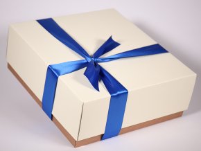 Bílá modrá dárková krabice designová papírová pevná se stuhou minimel.cz Geopelia