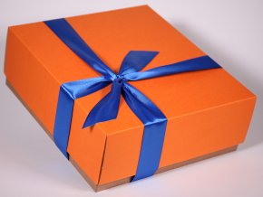Oranžová dárková krabice designová papírová pevná se stuhou minimel.cz