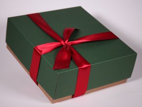 Zelená červená dárková krabice designová papírová pevná se stuhou minimel.cz