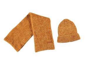 Dívčí zimní šála a čepice Beanie Skořicový set