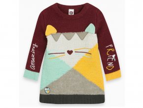 Dívčí pletené šaty Kočička barevné11290297