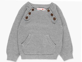 7182208105 svetr kluk elegantní šedý boboli dřevěné knoflíčkya