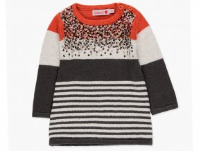 Dívčí pletený svetr pletené šaty šedé oranžové barevné Boboli a