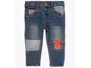 Modré strečové džíny kluk jean moderní záplaty Boboli 348050BLUE a