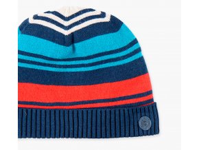 Klučičí pletená čepice trikolóra pruhovaná zimní čepice s fleecem pro kluka modrá Boboli kluk modrá 348139-3637 a