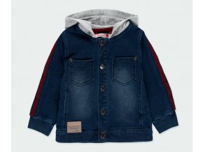 Chlapecká džínová bunda s kapucí měkká tmavě modrá s mikinou Boboli kluk 301093BLUE a