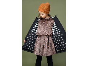 Dívčí černá zimní bunda s páskem Zebra černá parka s kožíškem holka NONO N107 5206 014 4