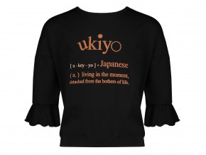 Dívčí tričko černé tříčtvrteční rukáv Ukiyo 3/4 rukáv s volánky Japan NONO N108 5408 014