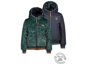 Dívčí zimní bunda oboustranná bomber s kožíškem chlupatá tygr gepard tmavě modrá bunda do pasu holka Holandsko N107 5201 320 1