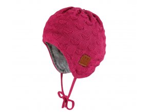 Kojenecká pletená čepička se srdíčky červená magenta růžová čepice pro holčičku mimi Maximo 05571-372400_32