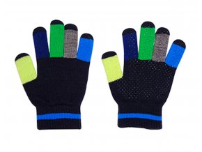 Dětské pletené rukavice s barevnými prsty modré kluk Maximo 9173-861300/4865