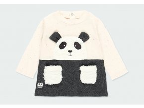 Kojenecké šatičky s medvídkem Panda šaty pro holčičku teplé bavlněné veselé černé bílé šatičky Boboli 1130058124 a
