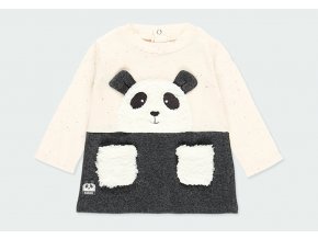 Kojenecké šatičky s medvídkem Panda šaty pro holčičku teplé bavlněné veselé černé bílé šatičky Boboli 1130058124 a