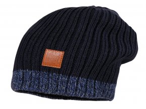 Dětská pletená čepice beanie tmavě modrá skřítkovská čepice pro děti Maximo