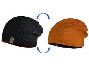 Dětská oboustranná čepice beanie skořicově hnědá/antracit Maximo