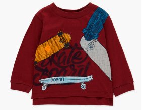 Klučičí triko dlouhý rukáv tmavé vínové skate skejt kluk Boboli