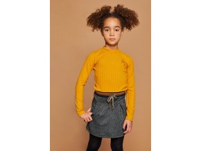 Dívčí kombinované šaty šedé hořčičně žluté pružné šaty s dlouhým rukávem holka NoNo  N109 5803 019 modelka
