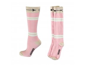 Bavlněné Dívčí podkolenky růžové/camel béžové pruhované ponožk pro holku sporty k šatům NoNo N112 5903 240 a