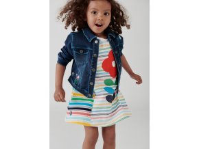 Dívčí letní šatičky barevně pruhované Boboli holka 2240979826 modelka s džínovou bundou