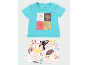 Kojenecké tričko s kraťásky Džungle Organic Modré tričko a šortky pro kluka barevné Boboli 1241532511 a