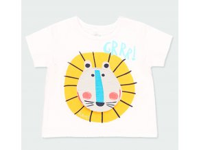 Kojenecké tričko bílé se lvem překlápěcí hravé tričko Organic Boboli chlapeček batole 1341761100 a