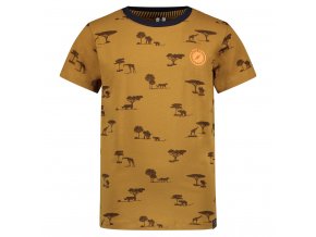 Chlapecké tričko hnědé se safari zvířátky okrové tričko krátký rukáv bavlna kluk B-Nosy Y112 6404 528 a