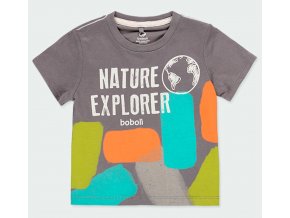Chlapecké tričko šedé/svítící Nature Organic bio bavlna brevné tričko svítící ve tmě pro kluka Boboli 3440678119 a