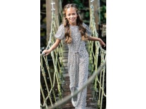 Dívčí letní overal s gepardím vzorem bavlněný overal pro holku léto bílý print holand B-nosy Y202 5620 053 modelka