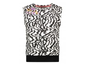 Dívčí top černobílá bavlna s výšivkou zebra tričko pro holku krátký rukáv stříškový design holand B-Nosy Y202 5483 045 a