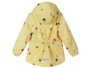 Dětská bunda žlutá s puntíky reimatec Banana lehká bunda pro děti holky zip stažený pas reflex prvky nepromokavá žlutá pláštěnka s barevnými puntíky Reima 521634A 2093 a