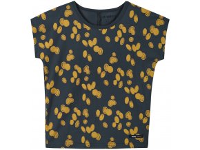 Černé dívčí triko Reima tmavý top krátký rukáv černé tričko se žlutými puntíky pro holku bio bavlna Reima soft black 536706 9789 a