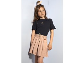 Žebrované dívčí tričko navy s 1/2 rukávy tmavě modrý navy top pro holku bavlna holandsko Nono N202 5702 424 a