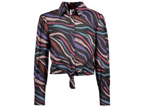 Dívčí top - krátká blůza s uzlíkem barevná zebra žíhané tričko s dlouhým rukávem crop top černý print halenka blůzka top pro holky Bnosy Y112 5100 901a
